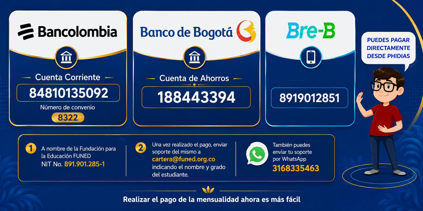 Cuentas pra transferencias Liceo de los Andes FUNED